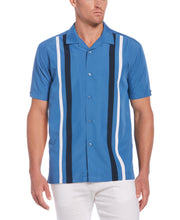Tri-Color Camp Collar Retro Panel Shirt-Casual Shirts-Federal Blue-S-Cubavera