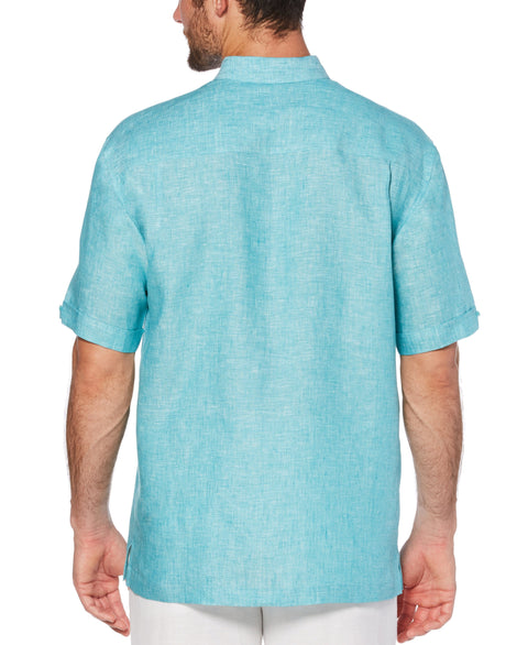 100% Linen Short Sleeve 1 Pocket Cross Dye Shirt-Casual Shirts-Cubavera