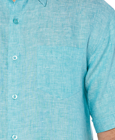 100% Linen Short Sleeve 1 Pocket Cross Dye Shirt-Casual Shirts-Cubavera