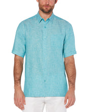 100% Linen Short Sleeve 1 Pocket Cross Dye Shirt-Casual Shirts-Viridian Green-S-Cubavera