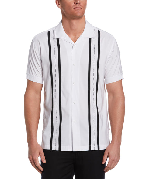 Contrast Panel Camp Collar Shirt (Brilliant White) 