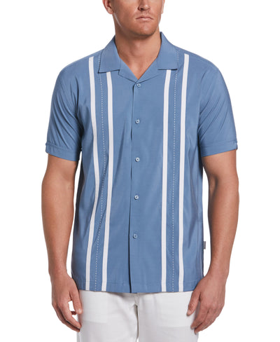 Contrast Panel Camp Collar Shirt (Coronet Blue) 