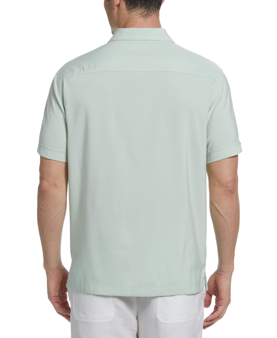 Contrast Panel Camp Collar Shirt (Aqua Foam) 