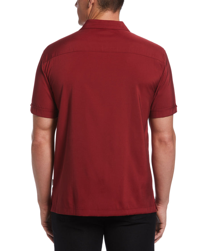 Contrast Panel Camp Collar Shirt (Sun-Dried Tomato) 
