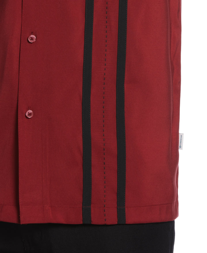 Contrast Panel Camp Collar Shirt (Sun-Dried Tomato) 
