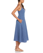 Cross-Dyed Linen Thin Strap Midi Dress (Delft) 