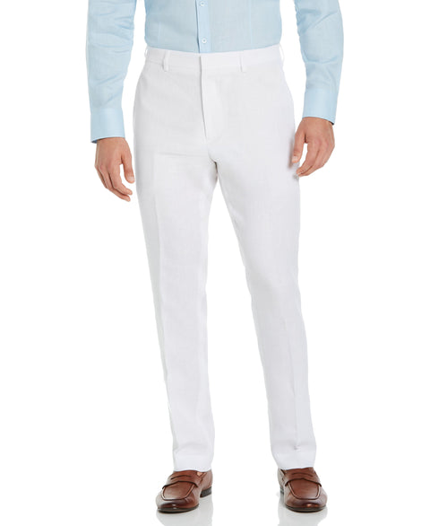 Flat Front Delave Linen Pant (Brilliant White) 