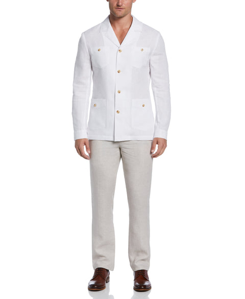 Linen Delave Guayabera Jacket (Brilliant White) 