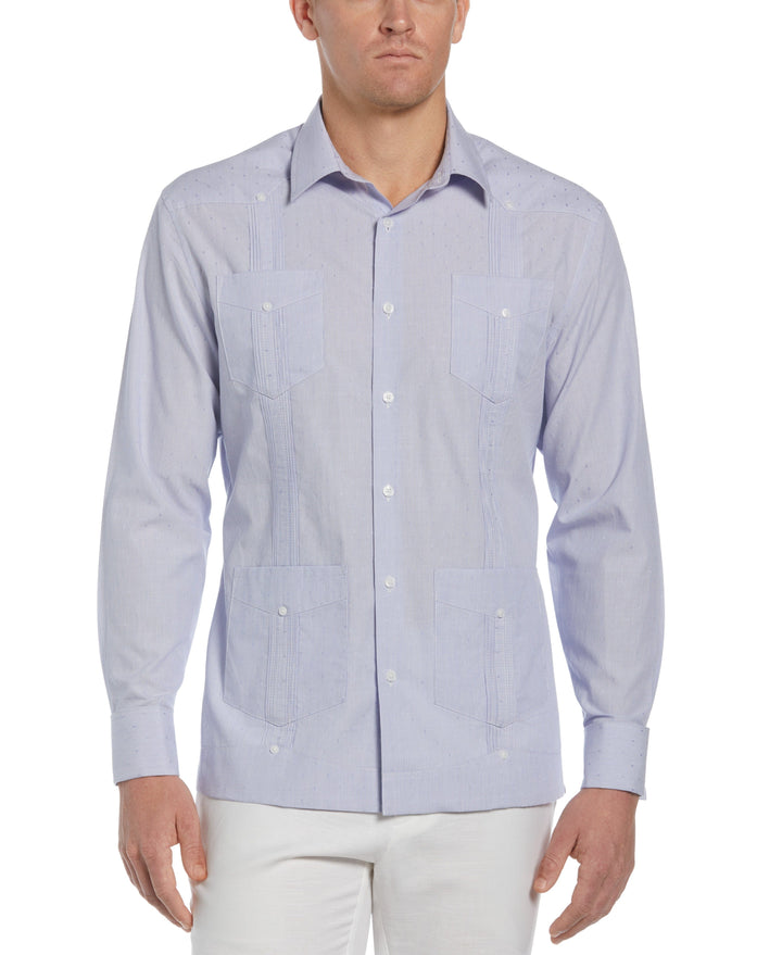 Dobby Stripe Guayabera Shirt-Guayaberas-Deep Periwinkle-XXXL-Cubavera