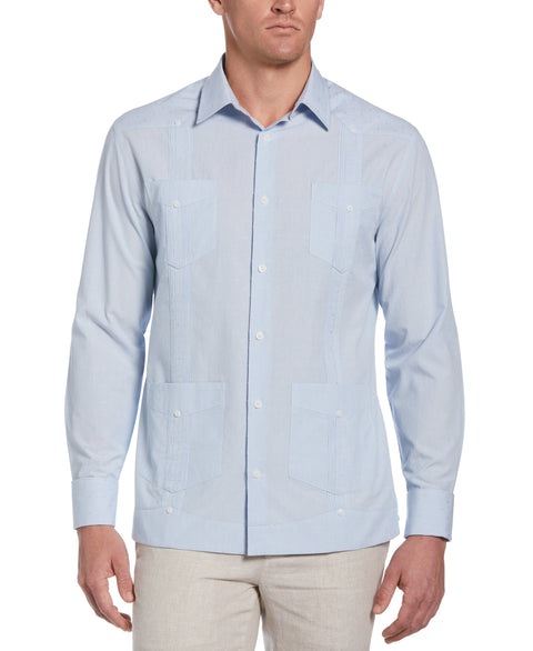 Dobby Stripe Guayabera Shirt-Guayaberas-Della Robia Blue-L-Cubavera