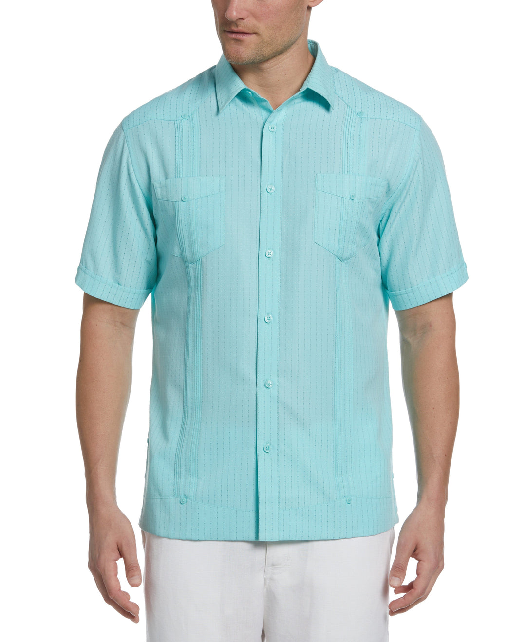 EcoSelect Textured Two-Pocket Guayabera Shirt (Aqua Sky) 