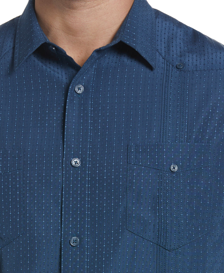 EcoSelect Textured Two-Pocket Guayabera Shirt (Dark Denim) 