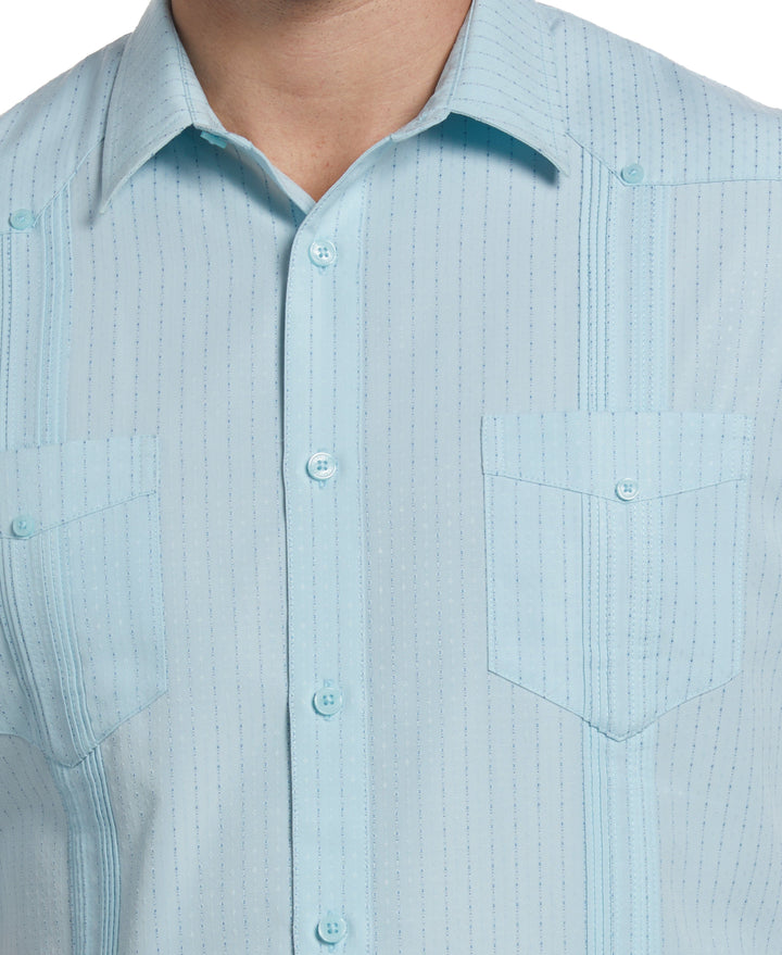 EcoSelect Textured Two-Pocket Guayabera Shirt (Crystal Blue) 