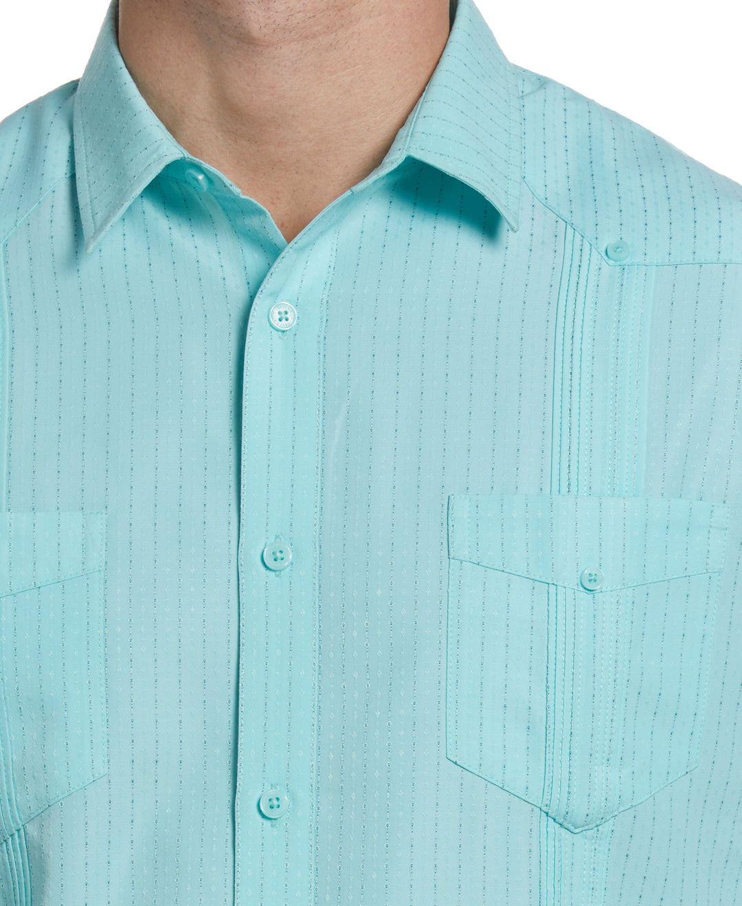 EcoSelect Textured Two-Pocket Guayabera Shirt (Aqua Sky) 