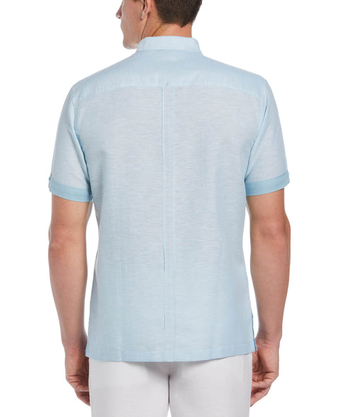Linen Blend Textured Two-Pocket Guayabera Shirt-Guayaberas-Cubavera