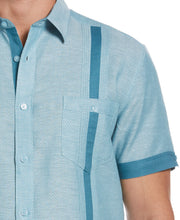 Linen Blend Textured Two Pocket Guayabera Shirt (Larkspur) 