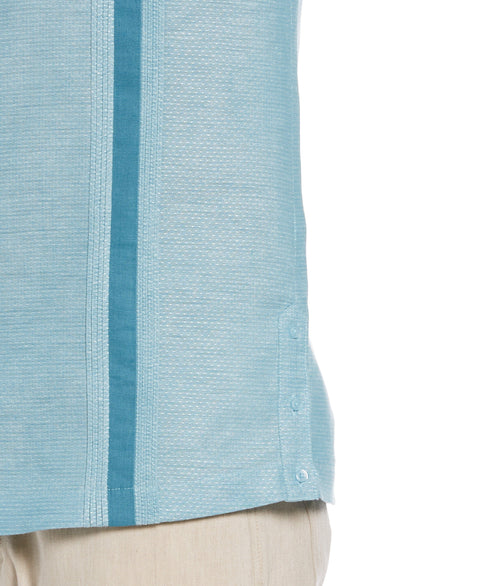 Linen Blend Textured Two Pocket Guayabera Shirt (Larkspur) 