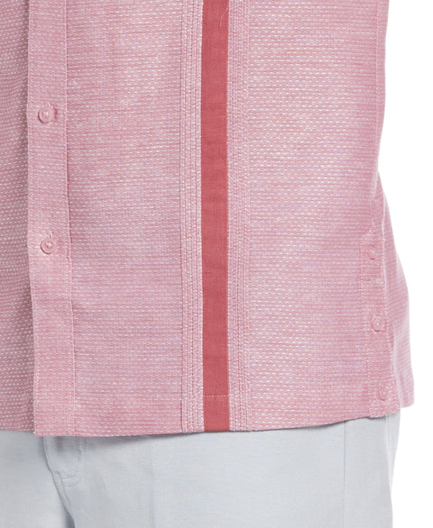 Linen Blend Textured Two Pocket Guayabera Shirt (Rose Wine) 