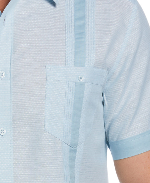Linen Blend Textured Two-Pocket Guayabera Shirt-Guayaberas-Cubavera