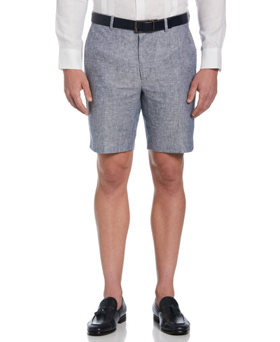 Flat Front Delave Linen Short-Shorts-Dark Denim-36-Cubavera