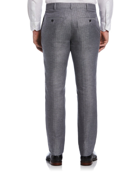Flat Front Herringbone Linen Pant (Blackened Pearl) 