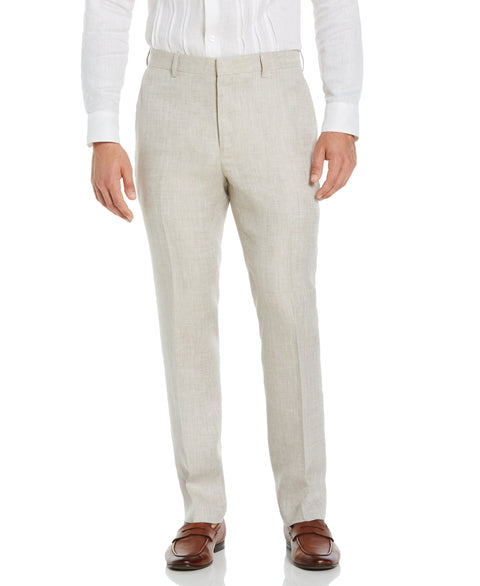 Flat Front Herringbone Linen Pant (Silver Lining) 