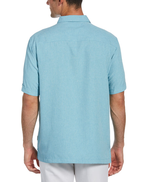 Geo Embroidered Panel Chambray Shirt (Delphinium Blue) 