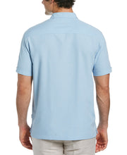 Geo Embroidered Panel Chambray Shirt (Cerulean) 
