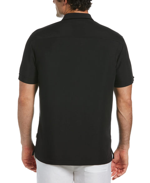 Geo Stitched Pintuck Shirt (Jet Black) 