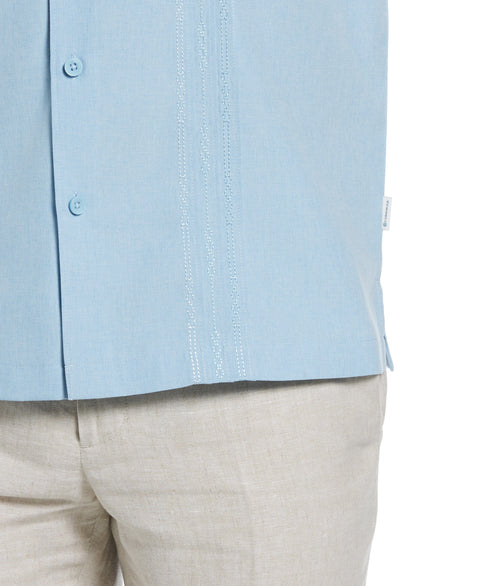 Geo Embroidered Panel Chambray Shirt (Cerulean) 