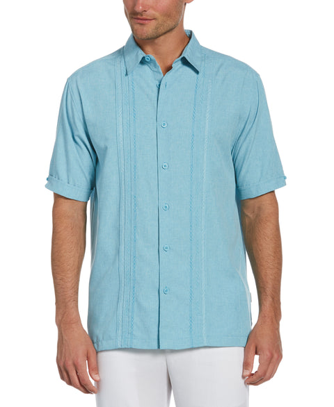 Geo Embroidered Panel Chambray Shirt (Delphinium Blue) 