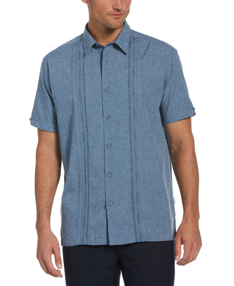 Geo Embroidered Panel Chambray Shirt (Dress Blues) 