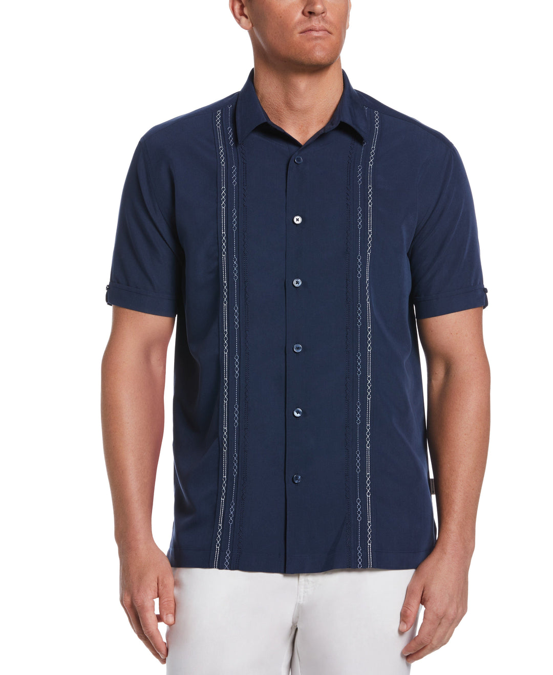 Geo Stitched Pintuck Shirt (Dress Blues) 