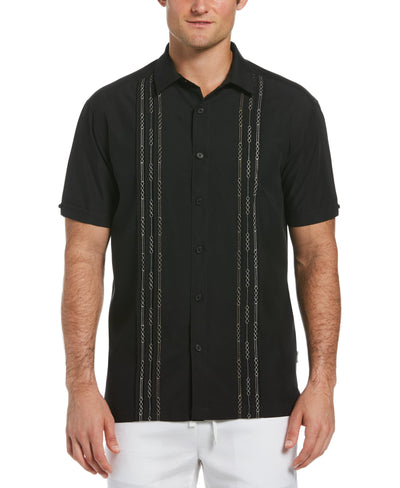 Geo Stitched Pintuck Shirt (Jet Black) 