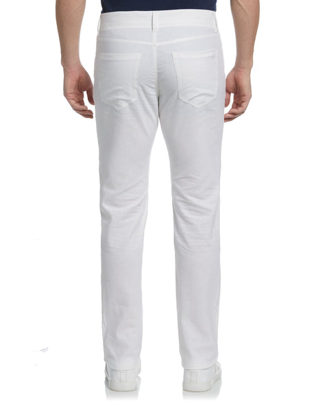 Linen-Blend 5-Pocket Pants (Brilliant White) 