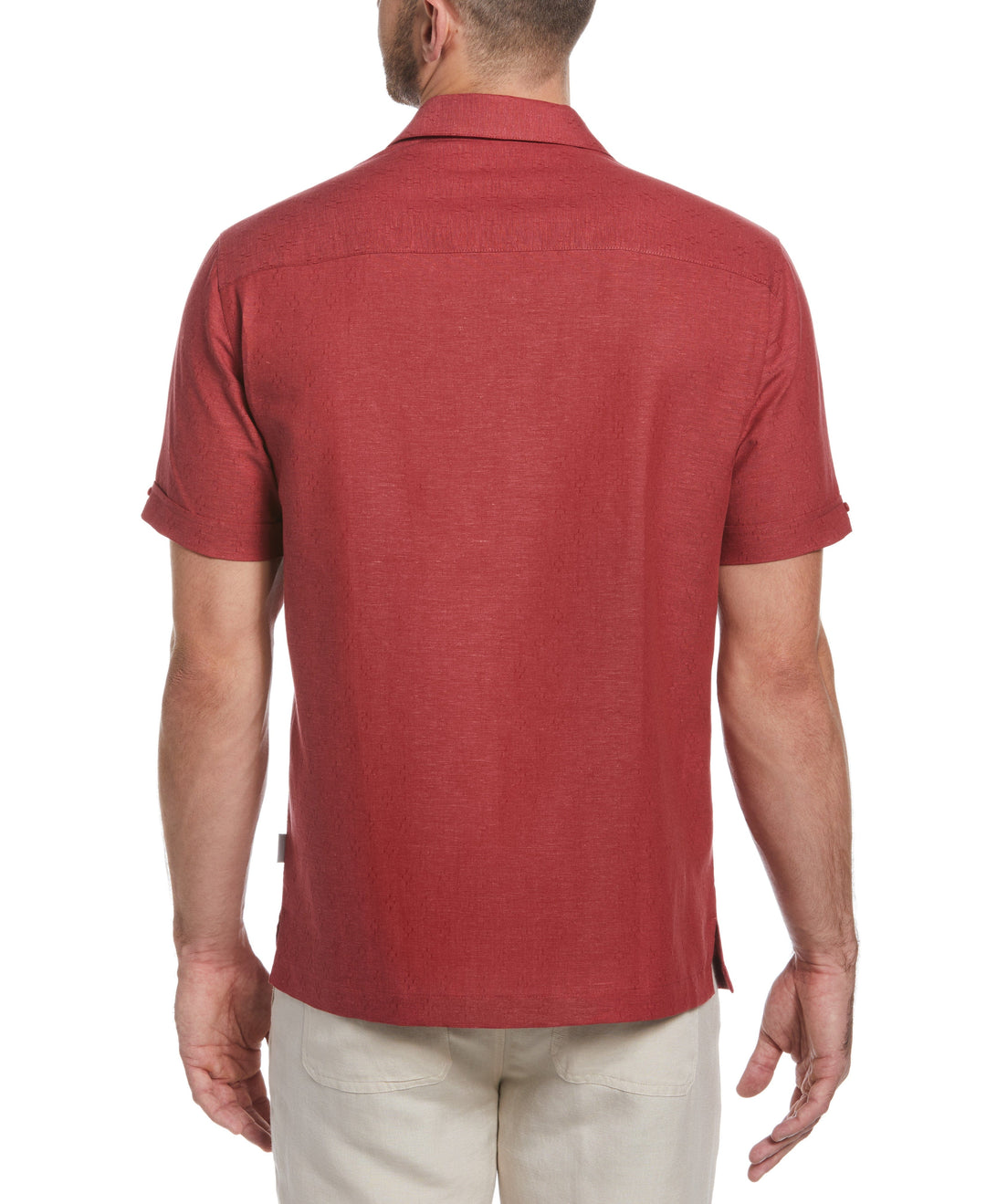 Linen Blend Dobby Camp Collar Shirt (Sun-Dried Tomato) 