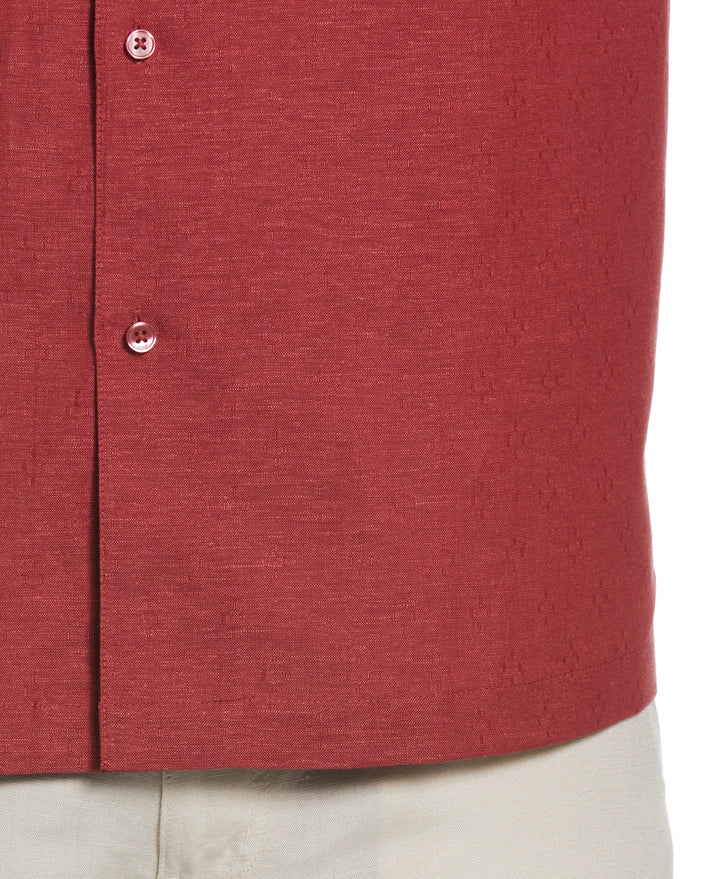 Linen Blend Dobby Camp Collar Shirt (Sun-Dried Tomato) 