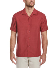 Linen Blend Dobby Camp Collar Shirt (Sun-Dried Tomato) 