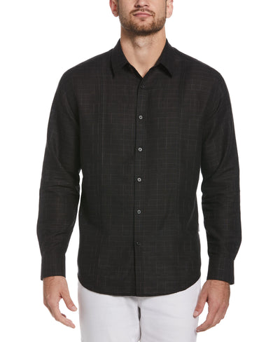 Linen Blend Dobby Textured Tuck Panel Shirt (Quiet Shade) 