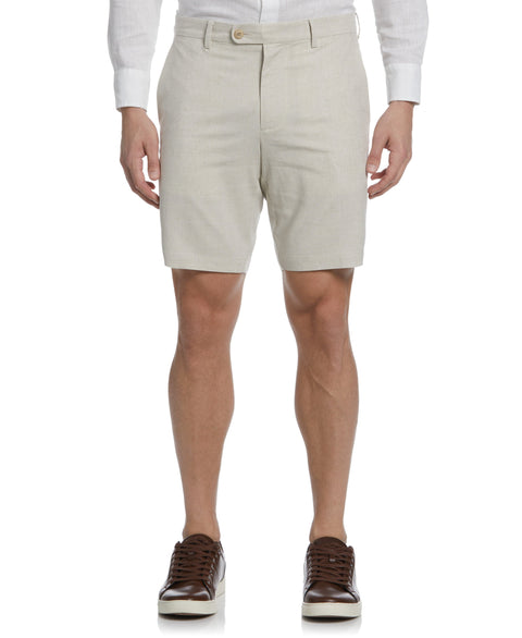 Linen-Blend Flat Front Short (Natural Linen) 