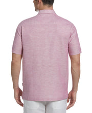 Linen Blend Geo Embroidered Panel Shirt (Red Violet) 
