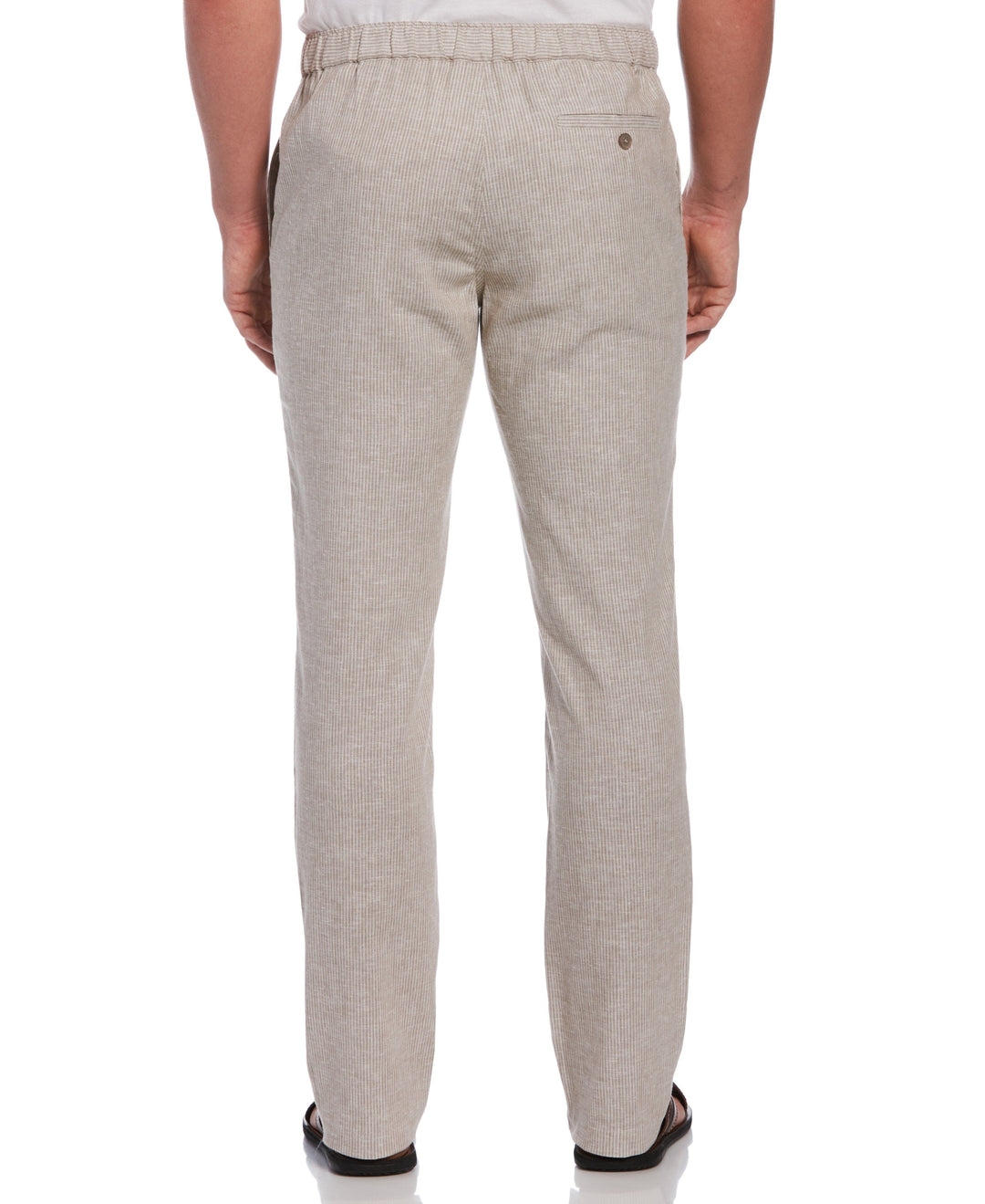 Linen Blend Mini Stripe Drawstring Pants-Pants-Cubavera