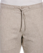 Linen Blend Mini Stripe Drawstring Pants-Pants-Cubavera