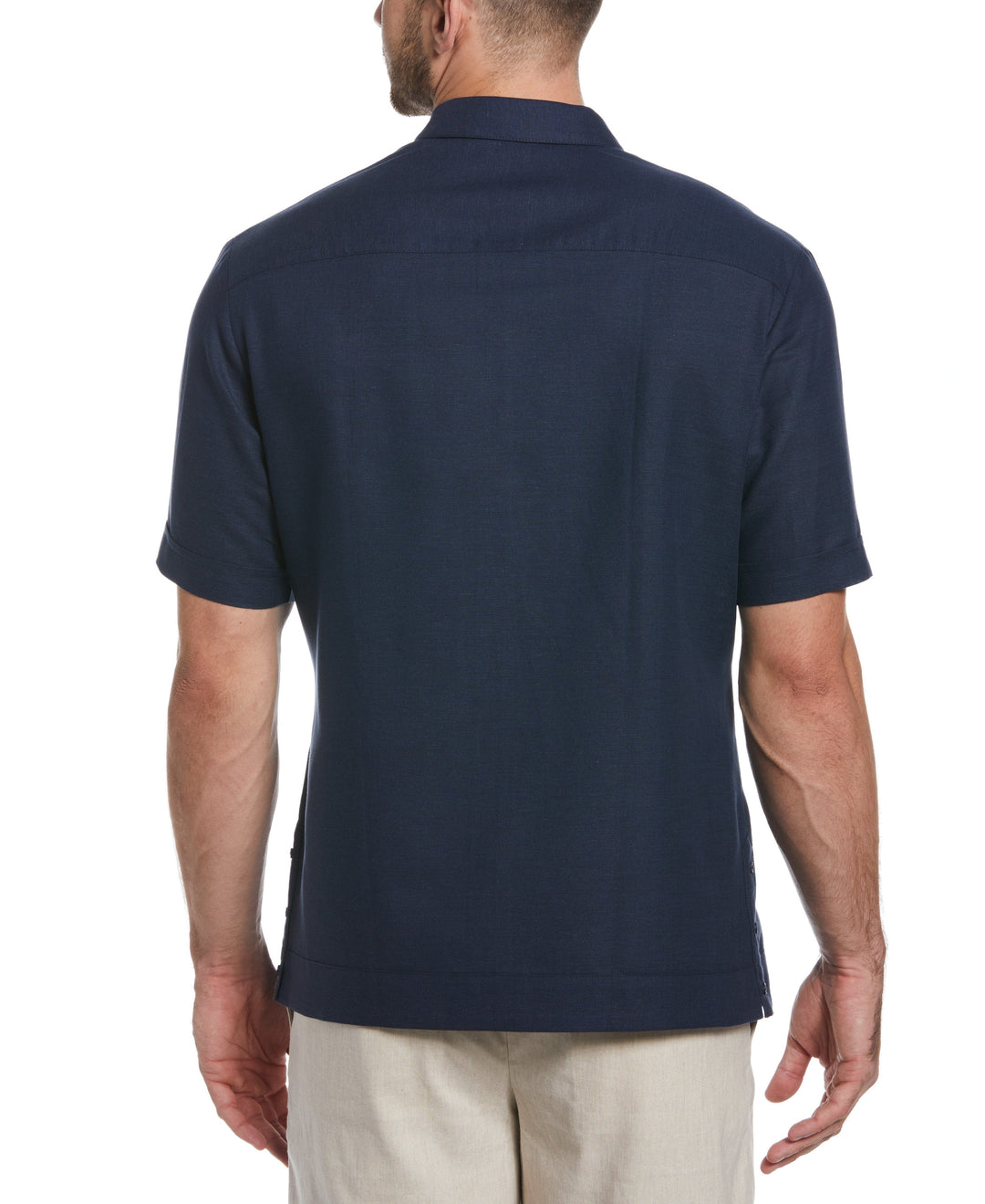 Linen Blend No Pocket Guayabera Shirt (Dress Blues) 
