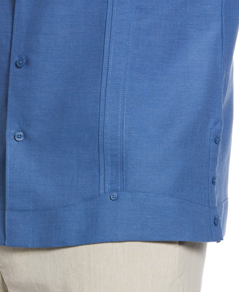 Linen Blend No Pocket Guayabera Shirt (Federal Blue) 