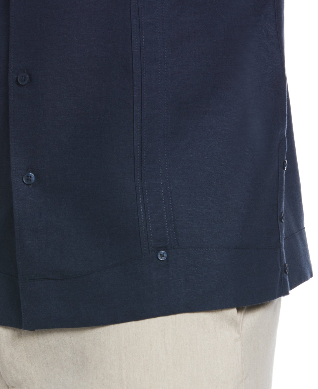 Linen Blend No Pocket Guayabera Shirt (Dress Blues) 