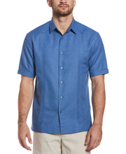 Linen Blend No Pocket Guayabera Shirt (Federal Blue) 