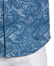 Linen Blend Paisley Print Shirt (Dark Blue) 