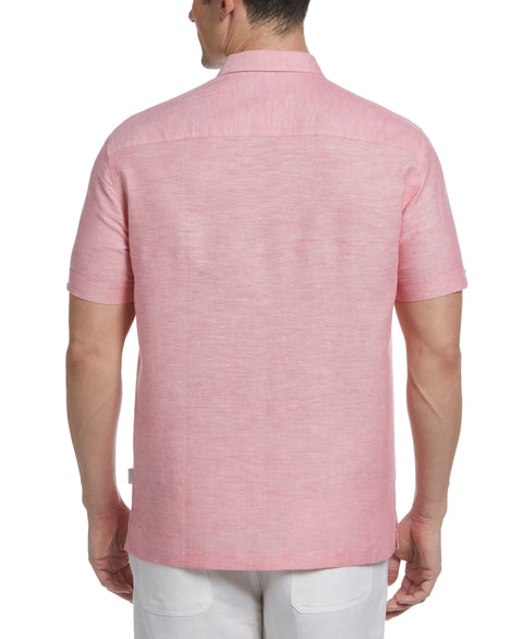 Linen Blend Pintuck Embroidery Shirt (Sun Kissed Coral) 