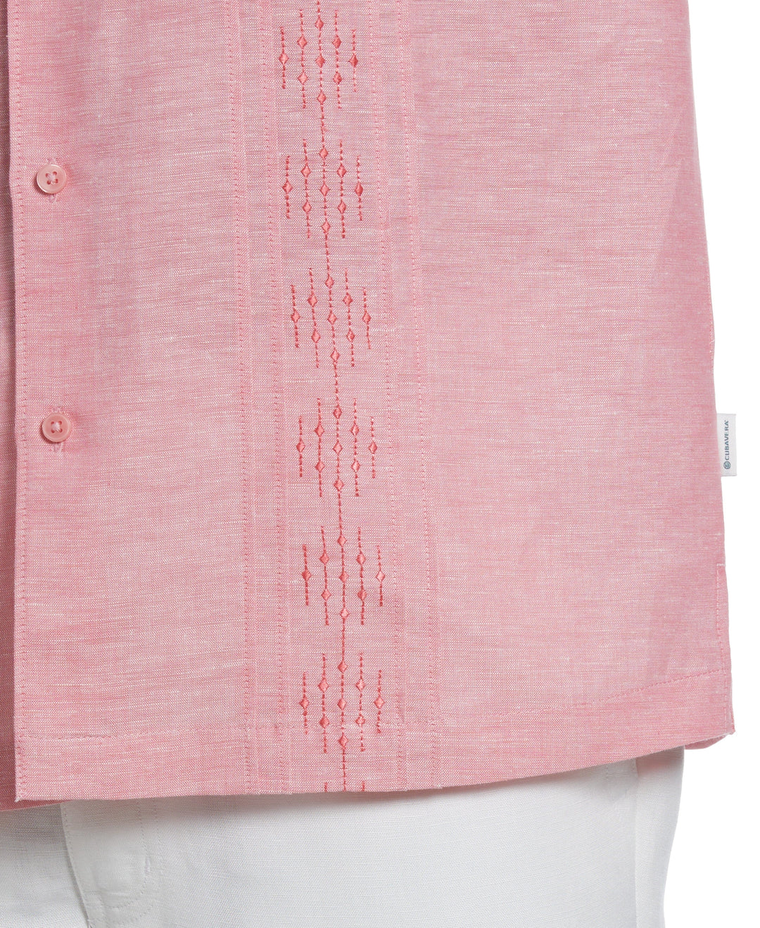 Linen Blend Pintuck Embroidery Shirt (Sun Kissed Coral) 